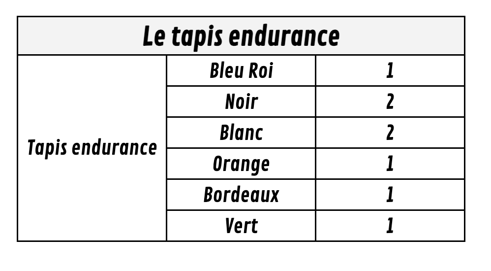 stock tapis endurance